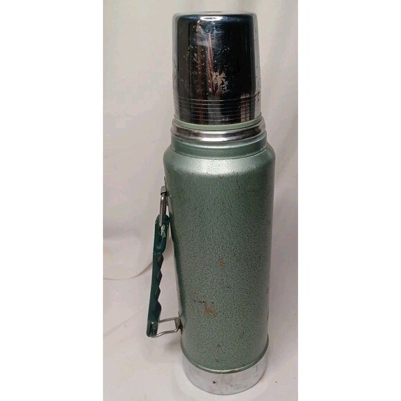 Stanley Aladdin A-944DH Quart Vacuum Bottle - Green Hammertone Finish Vintage - Picture 7 of 11